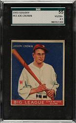 1933 R319 Goudey #63 Joe Cronin SGC VG/EX+ 55
