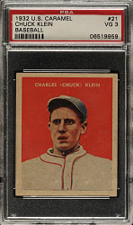 1932 R328 U.S. Caramel #21 Chuck Klein PSA VG 3