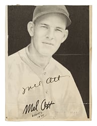 Signed 1939 R303-B Goudey Premiums Mel Ott
