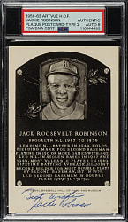 Signed 1956-1963 Artvue (Type 2) Black-and-White Hall of Fame Postcard Jackie Robinson PSA/DNA NM-MT 8