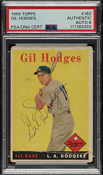 Signed 1958 Topps #162 Gil Hodges PSA/DNA NM-MT 8