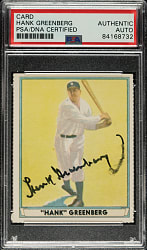Signed 1941 R336 Play Ball Reprint #18 Hank Greenberg - PSA/DNA