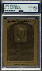 Signed 1981-1989 Official Hall of Fame Metallic Plaques Hank Greenberg - PSA/DNA