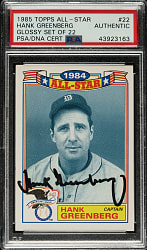Signed 1985 Topps 1984 All-Star Game Commemorative Set Glossy Hank Greenberg - PSA/DNA