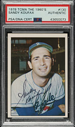 Signed 1978 TCMA "The 1960's" #130 Sandy Koufax - PSA/DNA