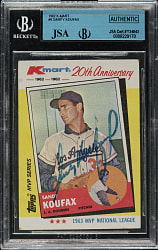 Signed 1982 Topps K-Mart #4 Sandy Koufax - Beckett/JSA