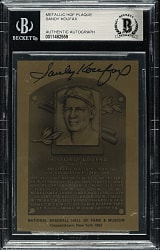 Signed 1981-1989 Official Hall of Fame Metallic Plaques Sandy Koufax - Beckett