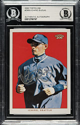 Signed 2002 Topps 206 #256 Ichiro Suzuki Blue Jersey - Beckett