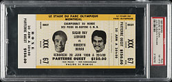 June 20, 1980 Sugar Ray Leonard vs. Roberto Duran Full Ticket PSA NM-MT 8