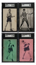 1920s Exhibits Boxing SGC-Graded Collection (4): Jack Dempsey, Gene Tunney, Leo Lomski, and Paulino Uzcudun