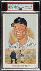 Signed 1989 Perez-Steele Celebration Postcard Mickey Mantle - PSA/DNA