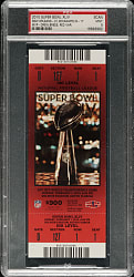 2010 Super Bowl XLIV Scan Ticket PSA MINT 9 - Red Variation - MVP Drew Brees