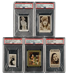 1930 to 1937 Jasmatzi, Lloyd & Sons, and Massary Caid Greta Garbo PSA-Graded Collection (5)