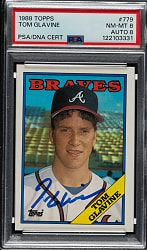 Signed 1988 Topps #779 Tom Glavine Rookie PSA NM-MT 8 with NM-MT 8 Signature