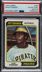 Signed 1974 Topps #252 Dave Parker Rookie PSA VG-EX 4 (MC) with NM-MT 8 Signature