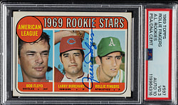 Signed 1969 Topps #597 Rollie Fingers Rookie PSA VG 3 with GEM MINT 10 Signature