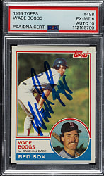 Signed 1983 Topps #498 Wade Boggs Rookie PSA EX-MT 6 with GEM MINT 10 Signature