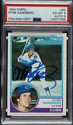 Signed 1983 Topps #83 Ryne Sandberg Rookie PSA EX-MT 6 with NM-MT 8 Signature