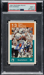 Signed 1984 Dolphins Police Football Dan Marino PSA MINT 9 with GEM MINT 10 Signature