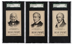 Circa 1887 Blue Front SGC-Graded Trio: John Quincy Adams, Millard Fillmore, and James Monroe