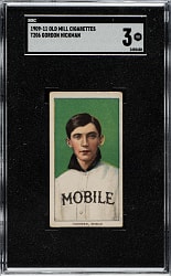 1909-1911 T206 White Border Gordon Hickman Southern Leaguer SGC VG 3 - Old Mill Back