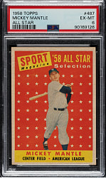 1958 Topps #487 Mickey Mantle All-Star PSA EX-MT 6