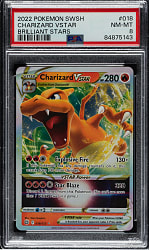 2022 Pokemon Sword & Shield Brilliant Stars #018 Charizard VSTAR PSA NM-MT 8