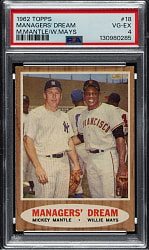 1962 Topps #18 Managers' Dream with Mickey Mantle and Willie Mays PSA VG-EX 4
