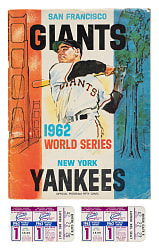 1962 San Francisco Giants (vs. New York Yankees) World Series Program and Game 1 Ticket Stub Trio