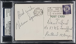 1960 Warren Spahn Signed Postcard - PSA/DNA