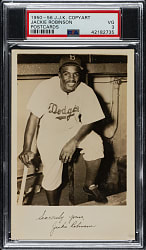 1950s JJK Copyart Photo Postcard Jackie Robinson PSA VG 3