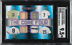 2019 Leaf Ultimate Sports The Core Four Relics #TC4-10 Babe Ruth/Mickey Mantle/Yogi Berra/Thurman Munson #2/2 SGC MINT+ 9.5