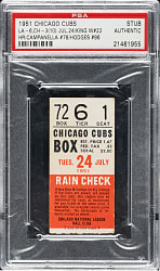 July 24, 1951 Chicago Cubs (vs. Brooklyn Dodgers) Ticket Stub PSA Authentic - Roy Campanella and Gil Hodges Home Runs