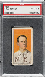 1909-1911 T206 White Border Fred Tenney PSA POOR 1 - Sovereign 350 Back