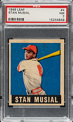 Lot # 16: 1948-1949 Leaf #4 Stan Musial Rookie PSA NM 7