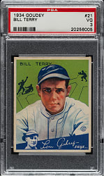 1934 R320 Goudey #21 Bill Terry PSA VG 3