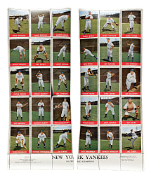 1944 New York Yankees Album Stamps Complete Set (30) on Uncut Sheet