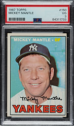 1967 Topps #150 Mickey Mantle PSA VG 3
