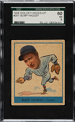 1938 R323 Goudey "Heads-Up" #251 Bump Hadley SGC EX 60