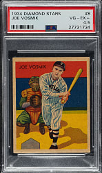 1934-1936 R327 Diamond Stars #8 Joe Vosmik (1935 Green Back) PSA VG-EX+ 4.5