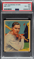 1934-1936 R327 Diamond Stars #50 Mel Ott PSA VG-EX+ 4.5