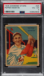 1934-1936 R327 Diamond Stars #26 Pepper Martin (1935 Green Back) PSA VG-EX 4