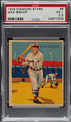 1934-1936 R327 Diamond Stars #6 Max Bishop (1935 Green Back) PSA EX+ 5.5