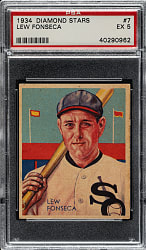 1934-1936 R327 Diamond Stars #7 Lew Fonseca 35 Years Old (1934 Green Back) PSA EX 5