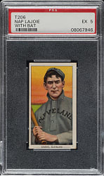 1909-1911 T206 White Border Nap Lajoie with Bat PSA EX 5 - Polar Bear Back - Highest Graded!