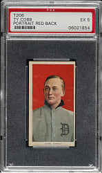 Lot # 5: 1909-1911 T206 White Border Ty Cobb Portrait Red Background PSA EX 5