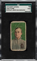 1909-1911 T206 White Border Ty Cobb Portrait Green Background SGC POOR 10