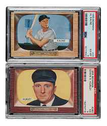 1955 Bowman #23 Al Kaline and #260 Edwin Hurley PSA-Graded Pair