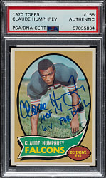Signed 1970 Topps Football #156 Claude Humphrey Rookie - PSA/DNA