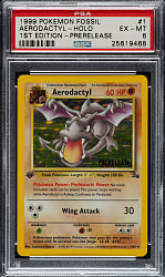 1999 Pokemon Fossil 1st Edition PreRelease #1 Aerodactyl Holographic PSA EX-MT 6